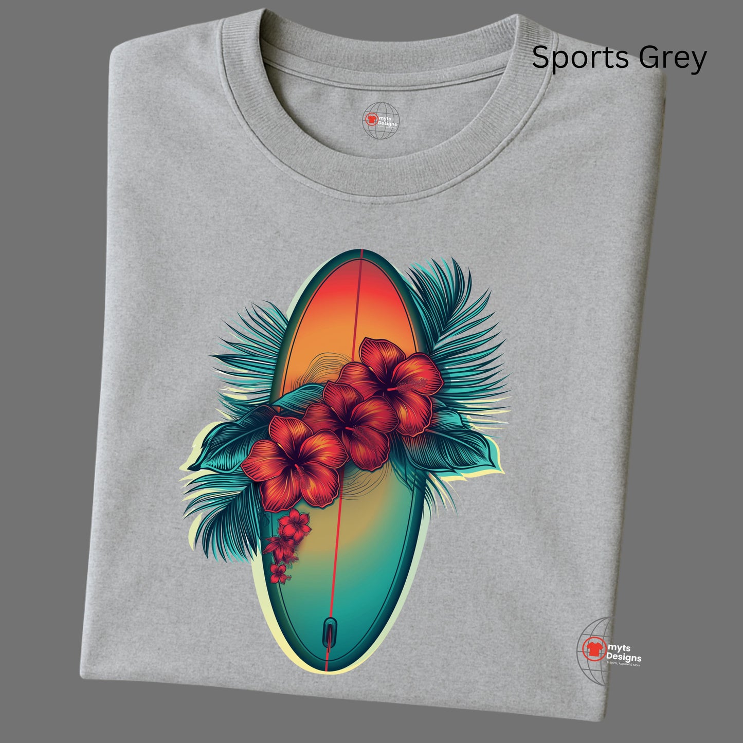 folded sports grey Hibiscus Surf Tee