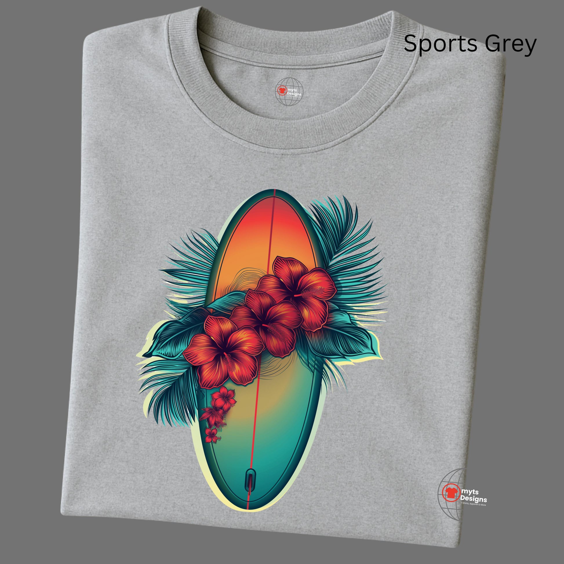 folded sports grey Hibiscus Surf Tee