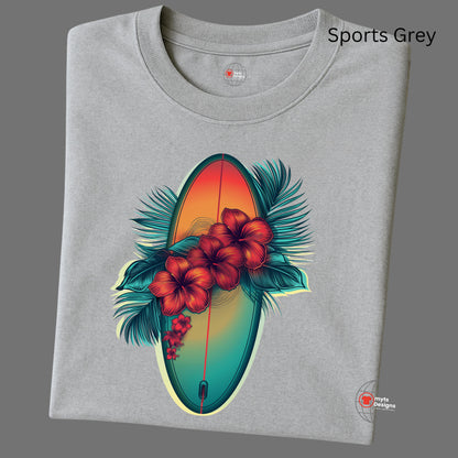 folded sports grey Hibiscus Surf Tee