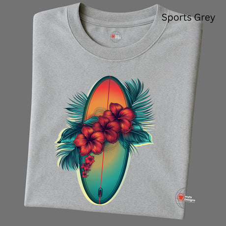 folded sports grey Hibiscus Surf Tee