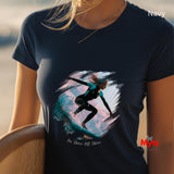 On Shore Off Shore Women's Surf T-Shirt | Graphic Beach Tee | Mytsdesigns