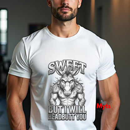 Sweet But I Will Headbutt You T-Shirt | Funny Donkey Graphic Tee