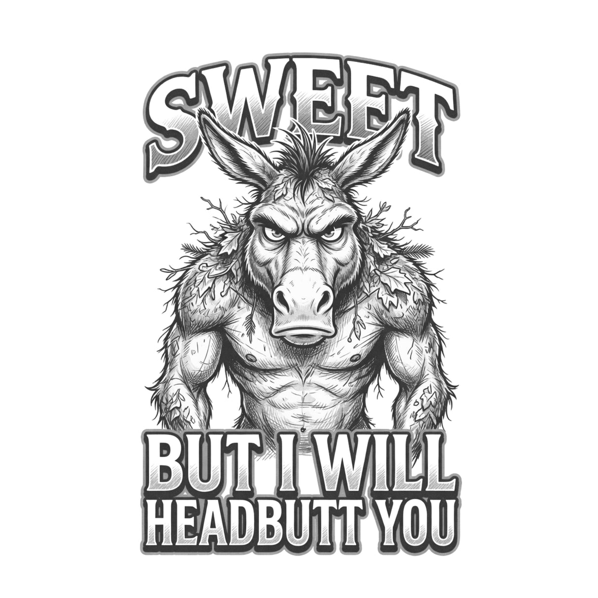 Sweet But I Will Headbutt You T-Shirt | Funny Donkey Graphic Tee