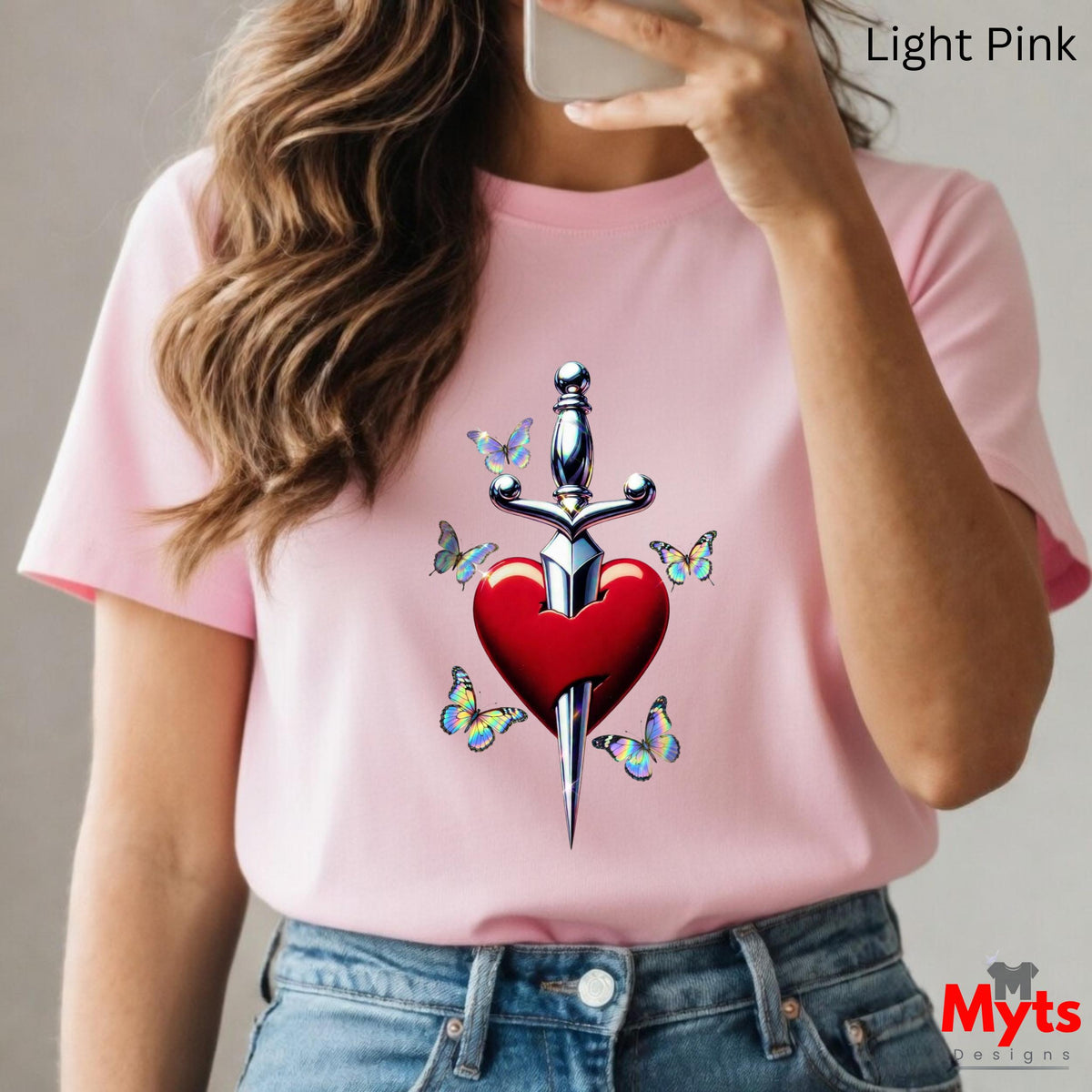 Sword and Heart Graphic Tee – Classic Crewneck T-Shirt | Mytsdesigns