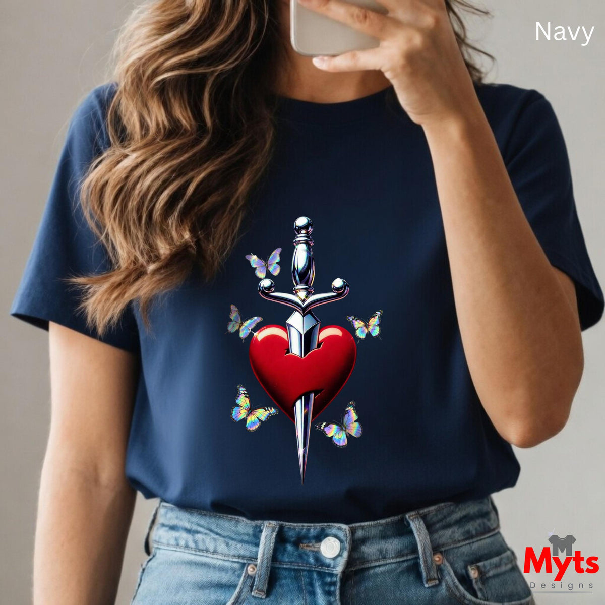 Sword and Heart Graphic Tee – Classic Crewneck T-Shirt | Mytsdesigns