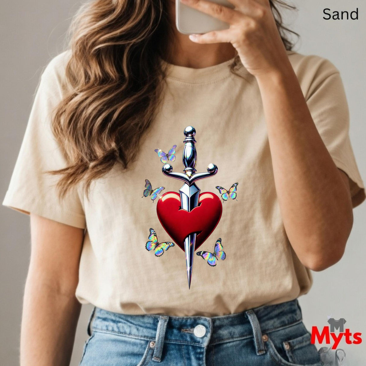 Sword and Heart Graphic Tee – Classic Crewneck T-Shirt | Mytsdesigns