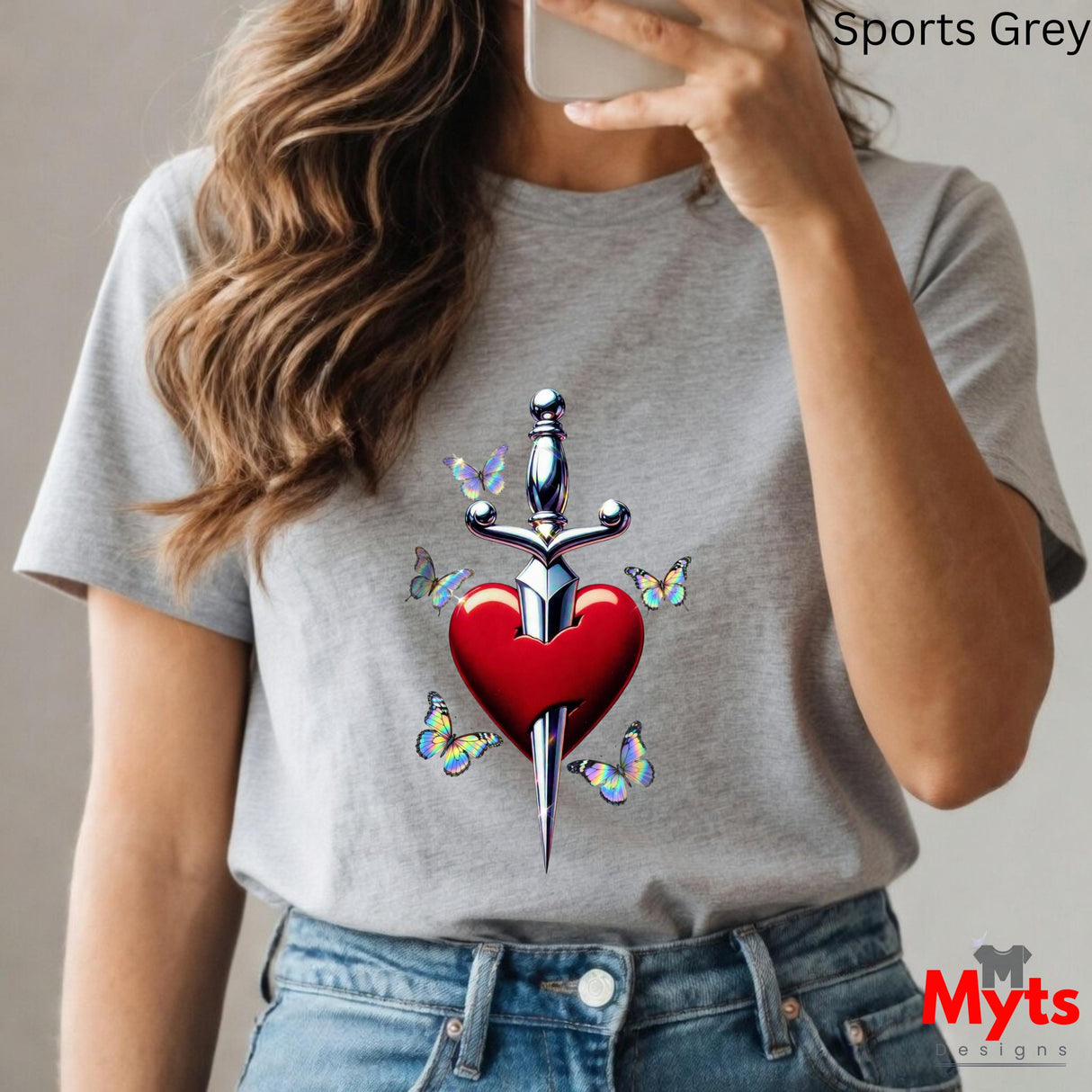 Sword and Heart Graphic Tee – Classic Crewneck T-Shirt | Mytsdesigns