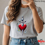 Sword and Heart Graphic Tee – Classic Crewneck T-Shirt | Mytsdesigns