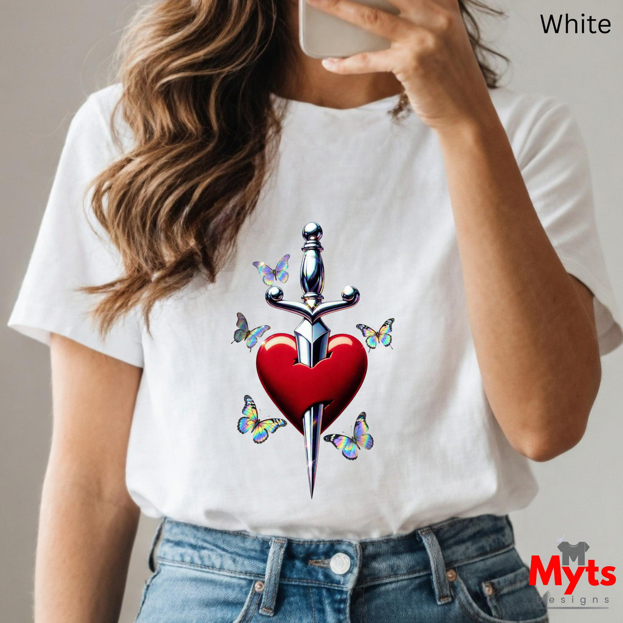 Sword and Heart Graphic Tee – Classic Crewneck T-Shirt | Mytsdesigns