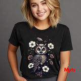 Floral Owl T-Shirt – Vintage Botanical Owl Graphic Tee