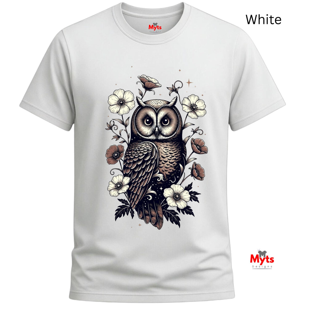 Floral Owl T-Shirt – Vintage Botanical Owl Graphic Tee
