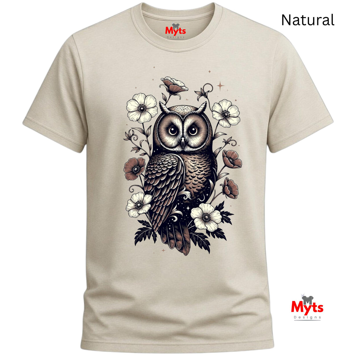 Floral Owl T-Shirt – Vintage Botanical Owl Graphic Tee