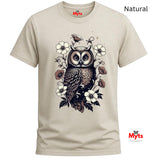 Floral Owl T-Shirt – Vintage Botanical Owl Graphic Tee