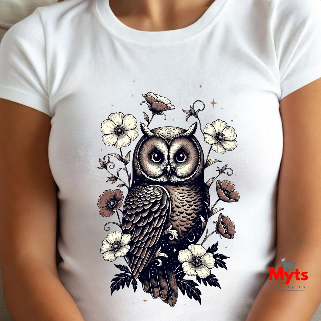 Floral Owl T-Shirt – Vintage Botanical Owl Graphic Tee