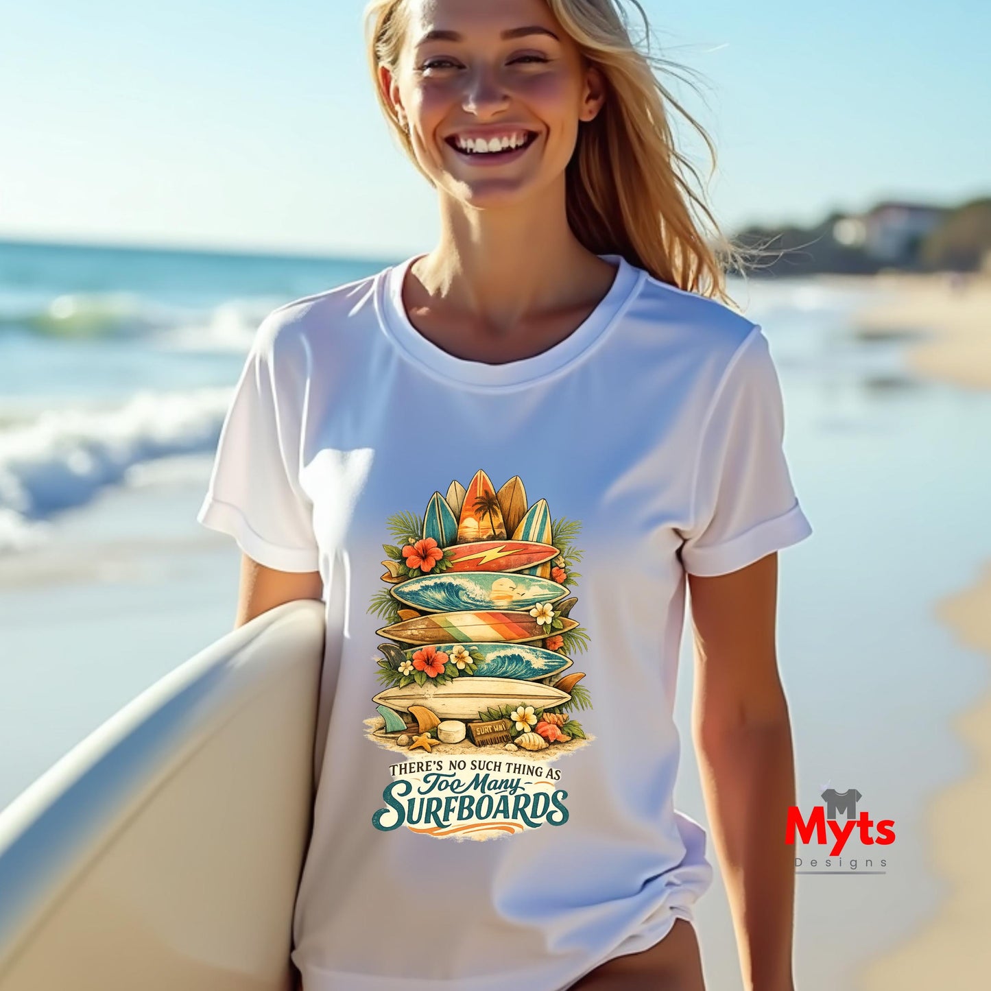 Too Many Surfboards Vintage Surf Graphic Unisex T-Shirt
