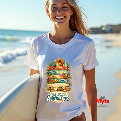 Too Many Surfboards Vintage Surf Graphic Unisex T-Shirt