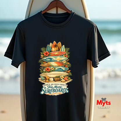 Too Many Surfboards Vintage Surf Graphic Unisex T-Shirt