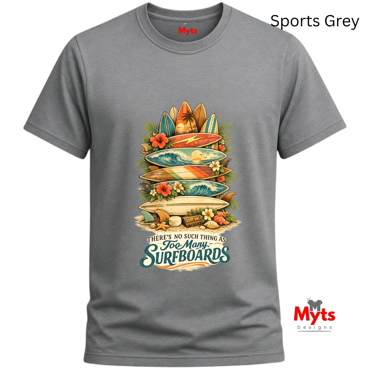 Too Many Surfboards Vintage Surf Graphic Unisex T-Shirt