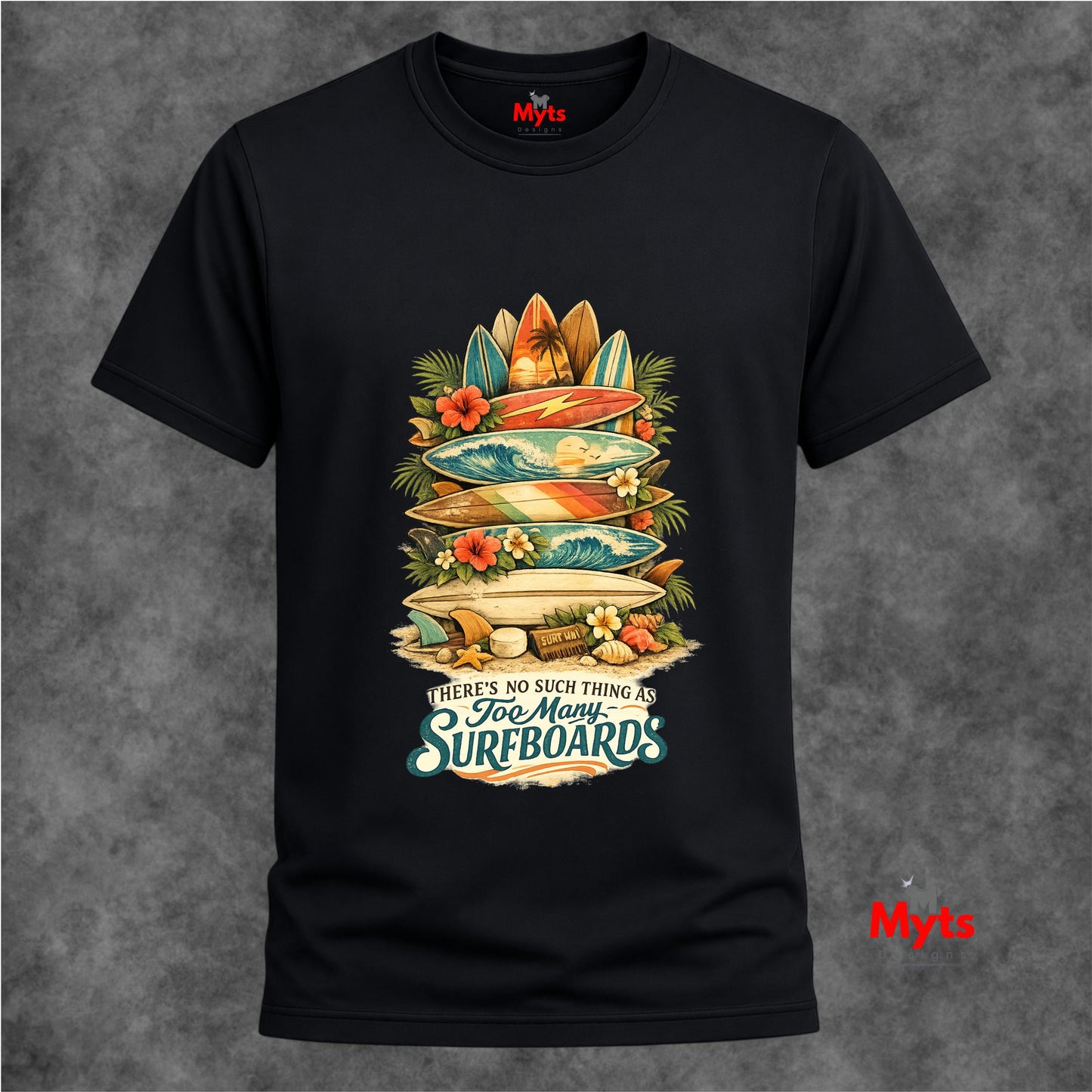 Too Many Surfboards Vintage Surf Graphic Unisex T-Shirt