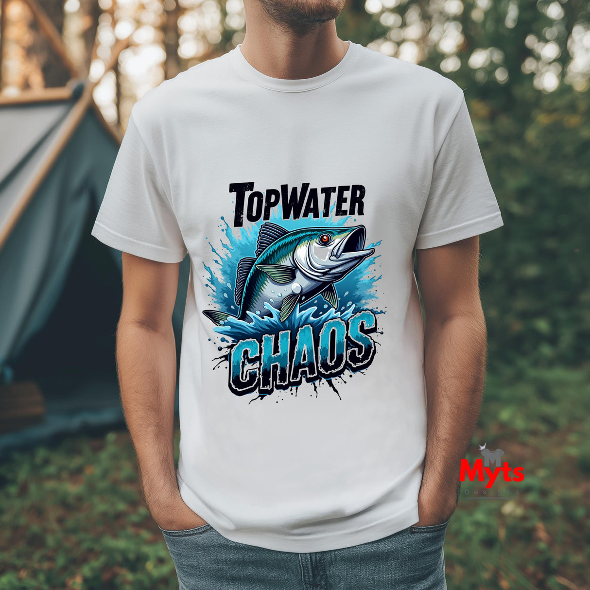 Top Water Chaos - Premium Fishing T-Shirt (Gildan 64000)