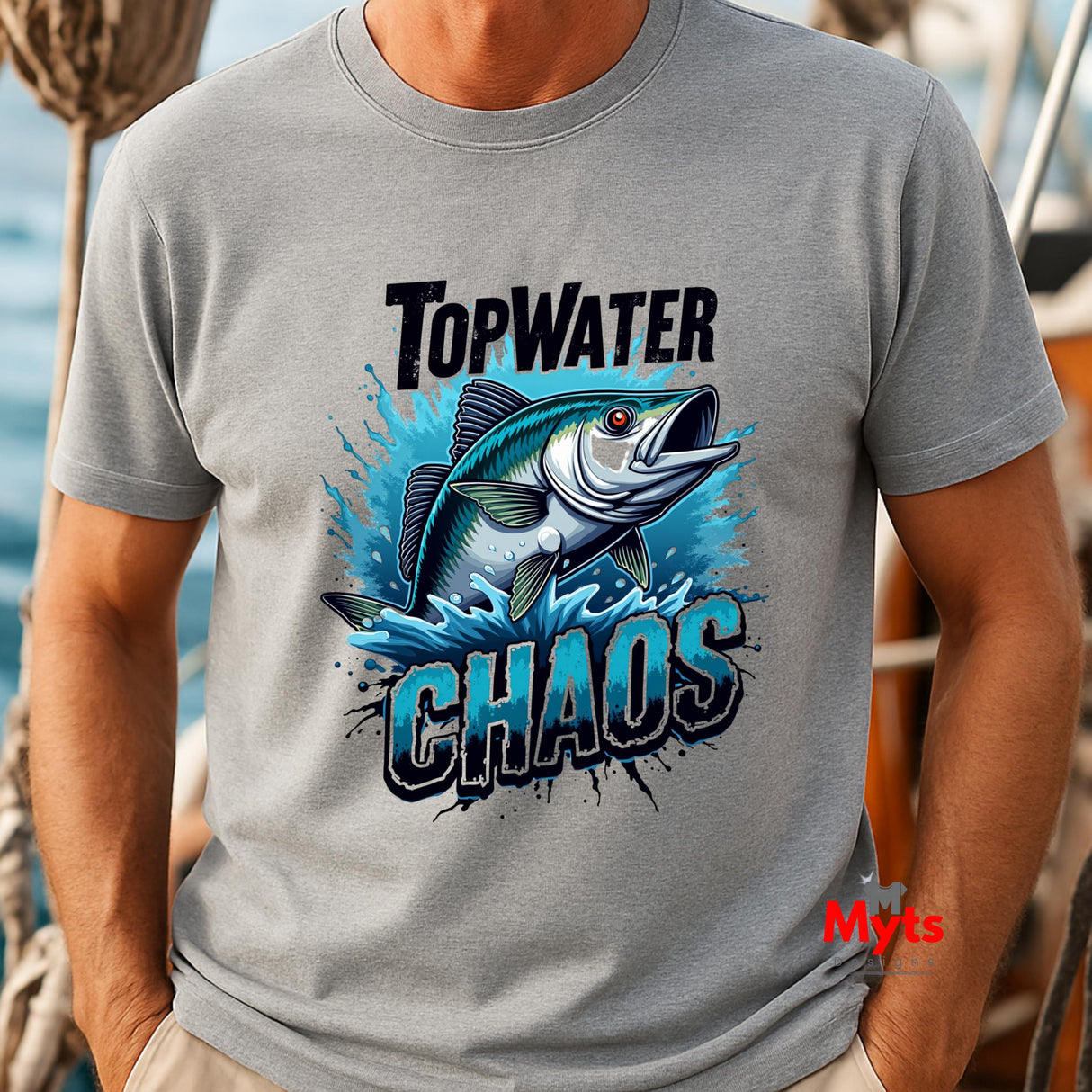 Top Water Chaos - Premium Fishing T-Shirt (Gildan 64000)