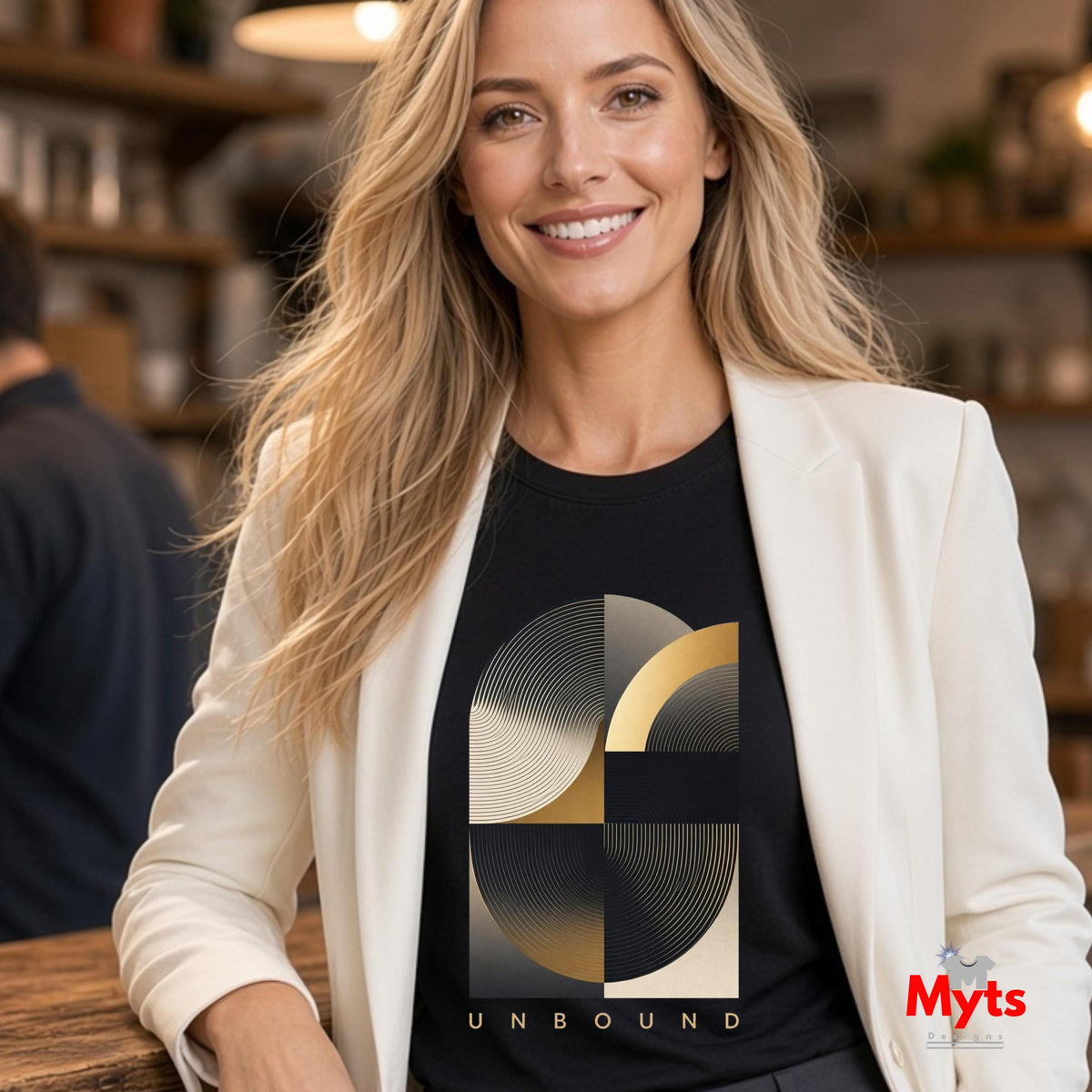 Unbound Gold Flow Abstract Art Modern Unisex Graphic T-Shirt