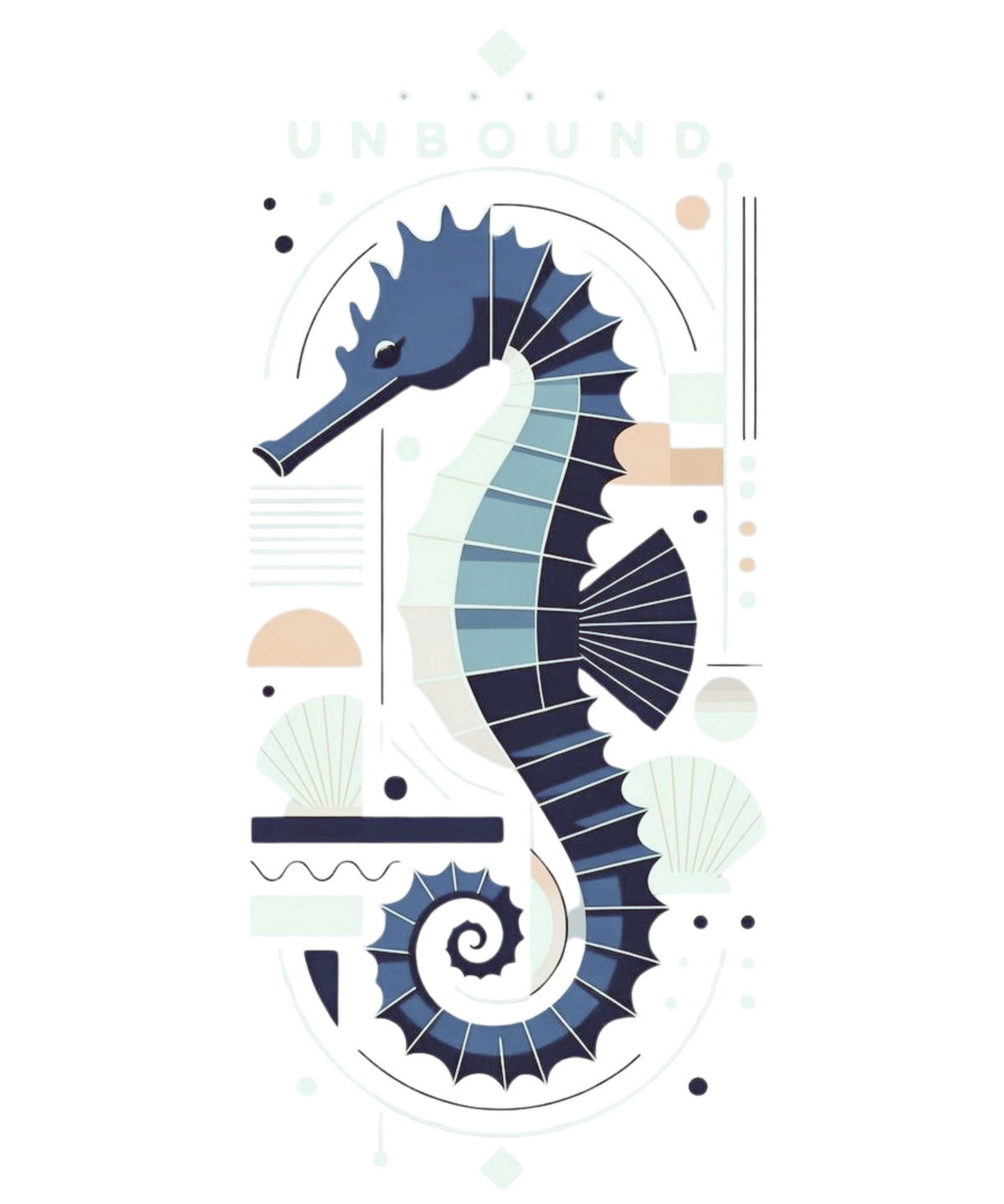 UNBOUND Seahorse Graphic T-Shirt – Geometric Ocean Art