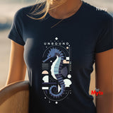 UNBOUND Seahorse Graphic T-Shirt – Geometric Ocean Art