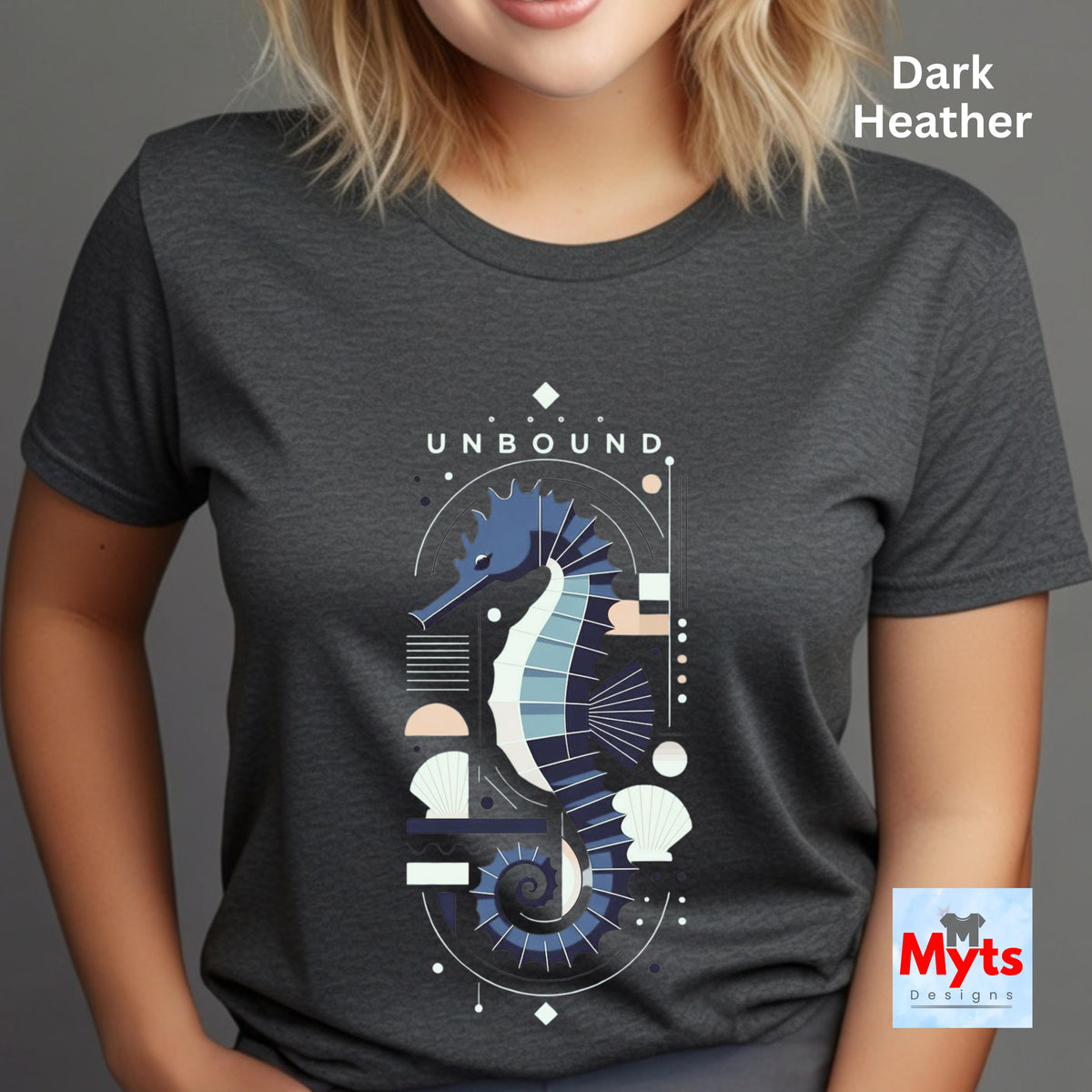 UNBOUND Seahorse Graphic T-Shirt – Geometric Ocean Art