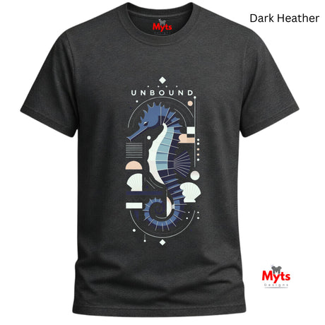 A Dark Heather unbound graphic seahorse design
