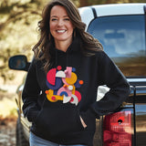 Woman wearing a black Trendy Graphic Shapes Hoodie