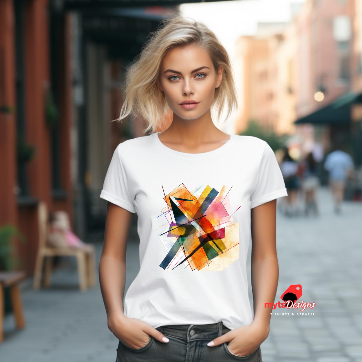 2025 Abstract White T-Shirts, Modern Art Tee, Minimalist Graphic Shirt, Unisex Casual Top, Unique Designer Clothing