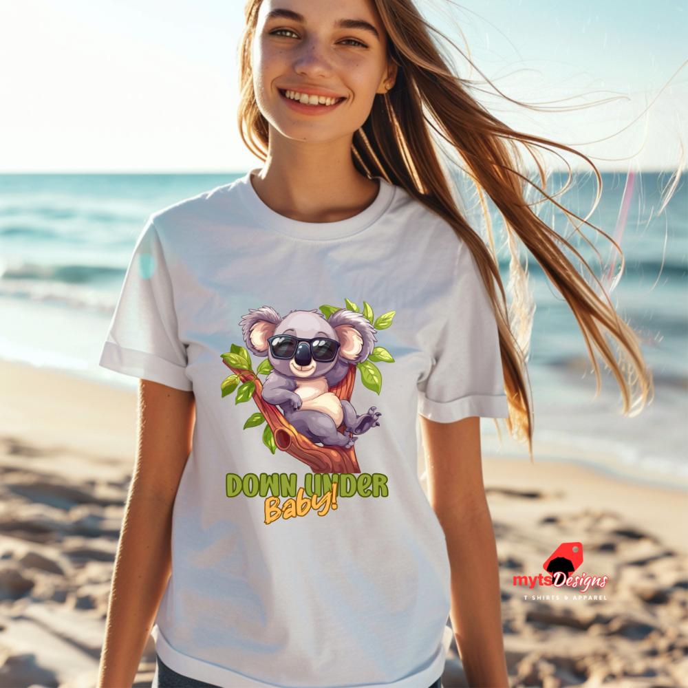 Koala Sunglasses T-Shirt, Down Under Baby Koala Tee, Cute Aussie Animal Shirt, Funny Australian Koala Graphic Tee,