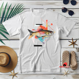 Geometric Fish Design T-Shirt, Unique Artistic Fish Graphic Tee, Modern Geometric Art T-Shirt, Unisex Fish Lover Gift