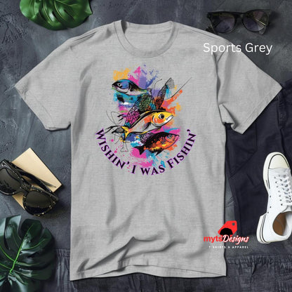 Fishing T-shirt Wishin' I Was Fishin'  Pop Art Fish Design, Fisherman's Dream Tee, Fun Fishing Gift, Cool Graphic Tee, Retro Fisher Shirt