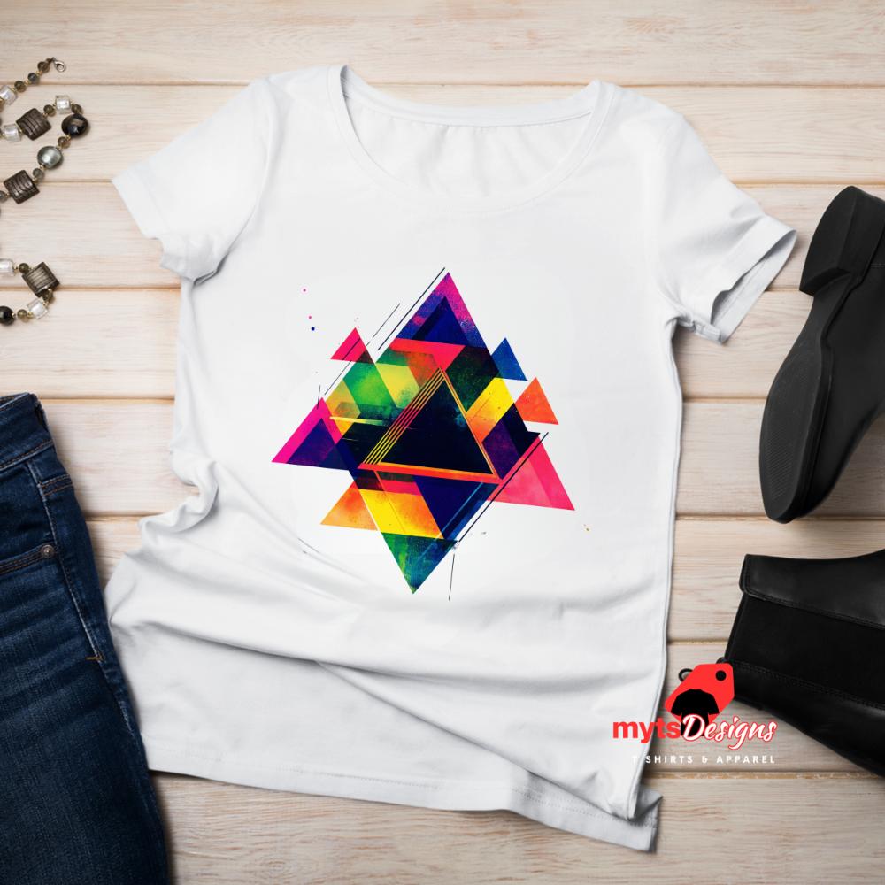 Geometric Triangle Design T-shirt, Casual Street Wear, Abstract Gift Shirt