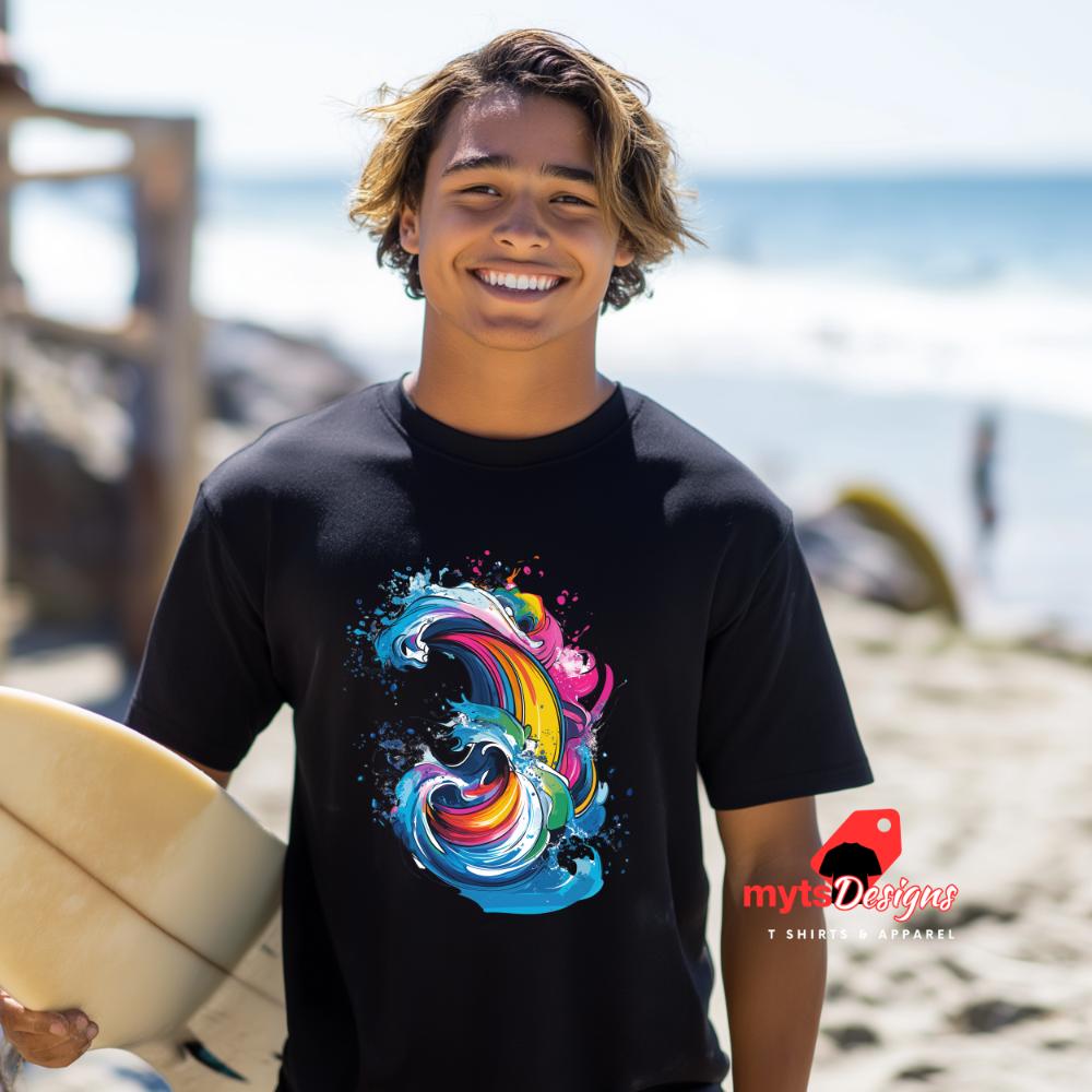 Abstract Surf Wave Art T-Shirt - Ocean Graphic Tee
