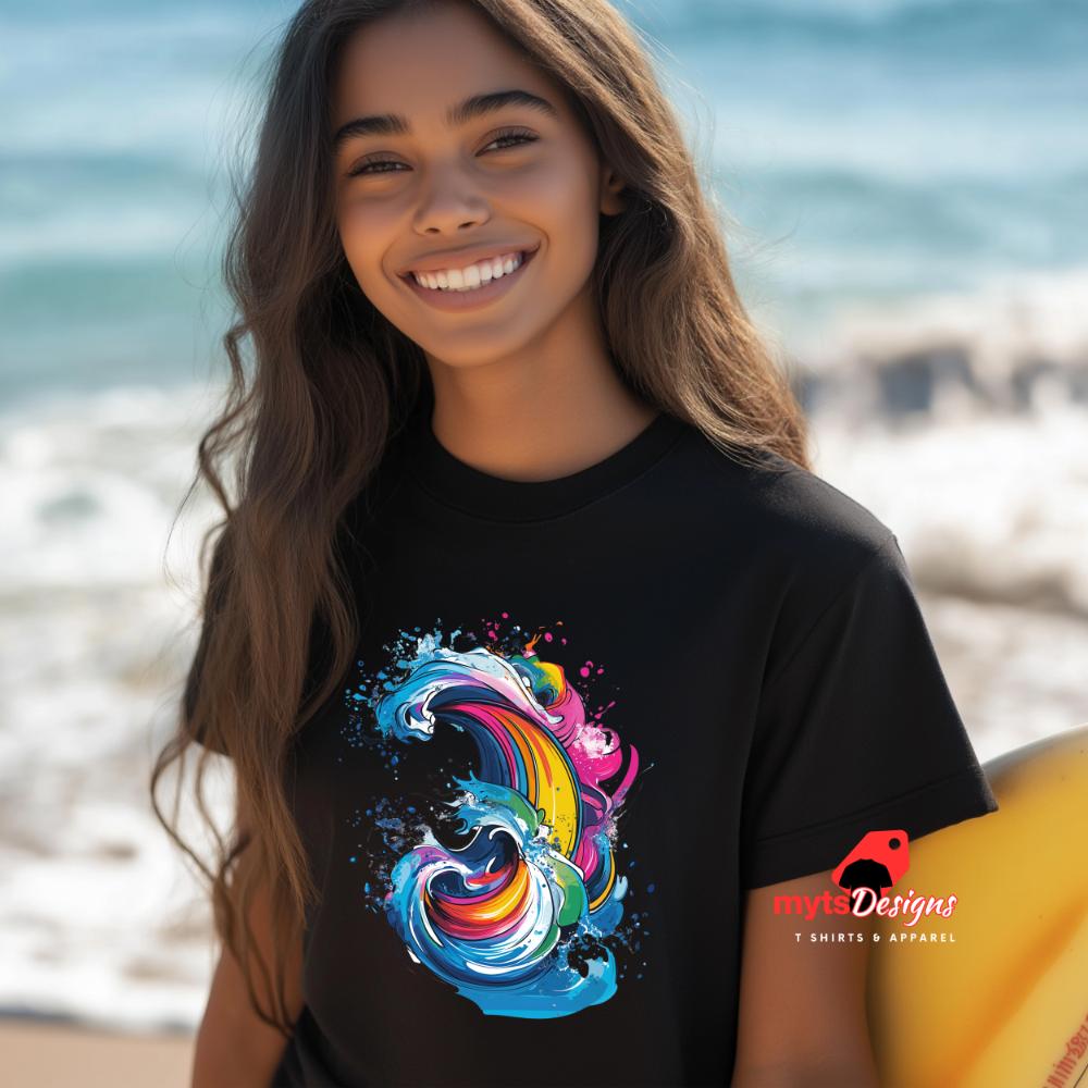 Abstract Wave Abstract Surf Wave Art T-Shirt, New Art Graphic Design Tee, Ocean-Inspired Wave Shirt,Surfing Shirts