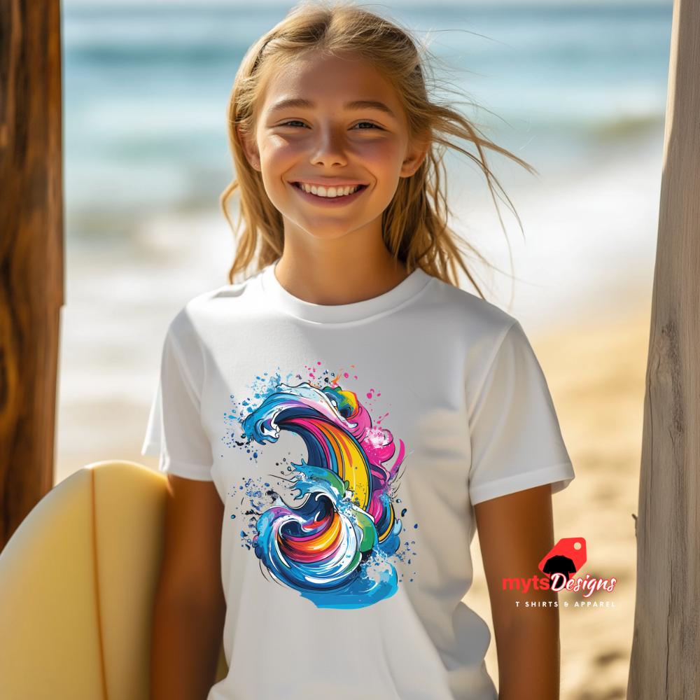 Abstract Wave Abstract Surf Wave Art T-Shirt, New Art Graphic Design Tee, Ocean-Inspired Wave Shirt,Surfing Shirts