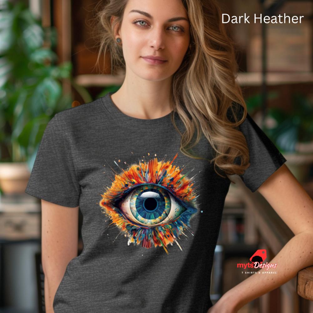 Eye T-shirt,Stunning Vivid Eye T-Shirt, Colorful Eye Design Shirt, Unique Art Graphic Tee, All-Seeing Eye Top, Bold Eye Art Clothing