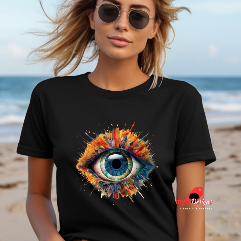 Vivid Eye T-Shirt | Colorful Geometric Eye Design | Unisex Cotton Tee