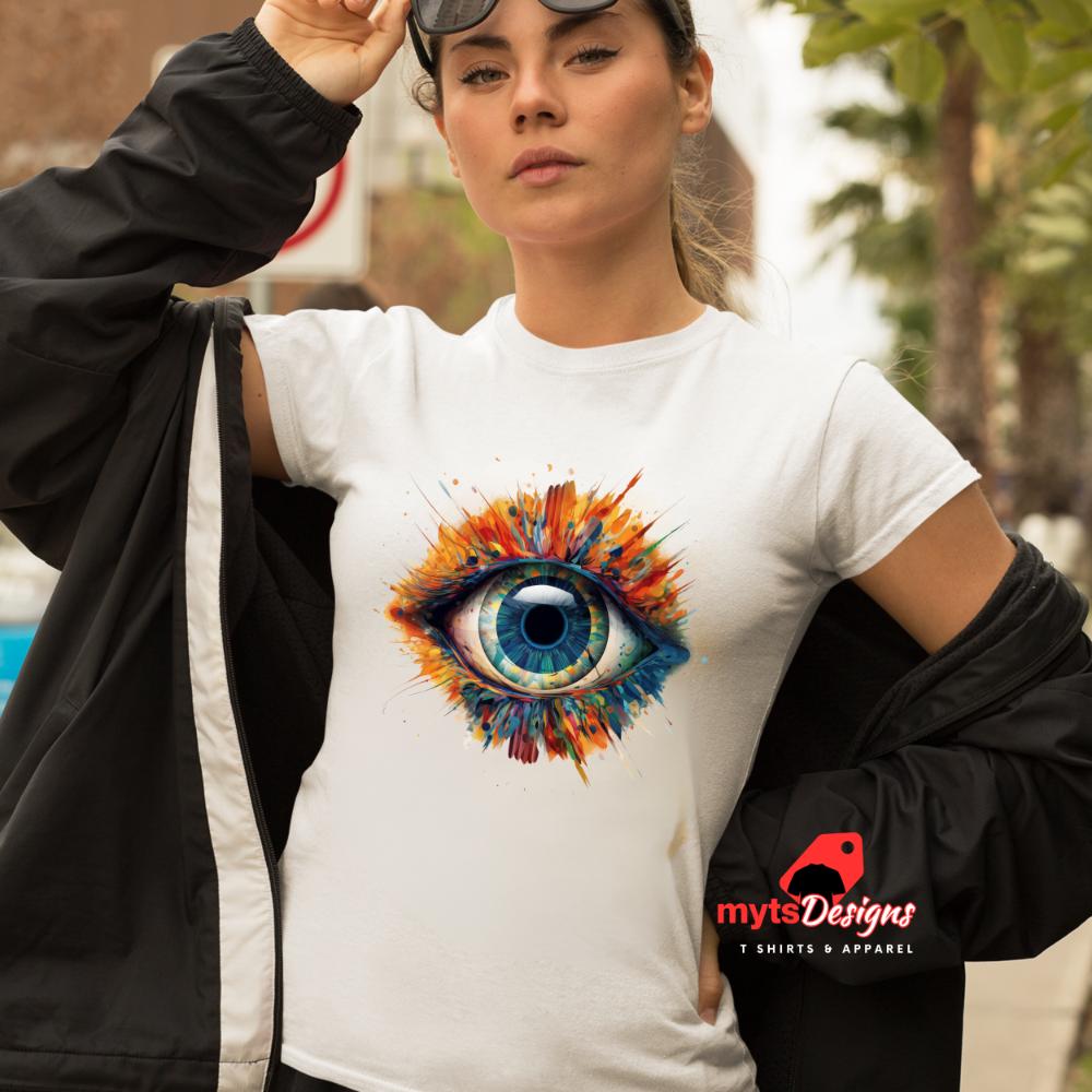 Eye T-shirt,Stunning Vivid Eye T-Shirt, Colorful Eye Design Shirt, Unique Art Graphic Tee, All-Seeing Eye Top, Bold Eye Art Clothing