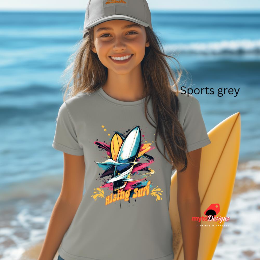 Rising Surf T-shirt Rising Surf Summer T-Shirt, Vintage Surfing Tee, Retro Beach Shirt, Ocean Wave Graphic Tee, Surf Style Unisex T-Shirt,