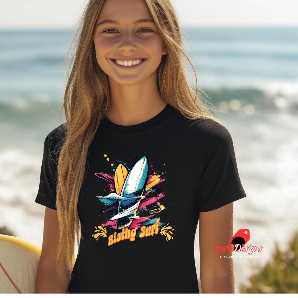 Rising Surf T-shirt Rising Surf Summer T-Shirt, Vintage Surfing Tee, Retro Beach Shirt, Ocean Wave Graphic Tee, Surf Style Unisex T-Shirt,