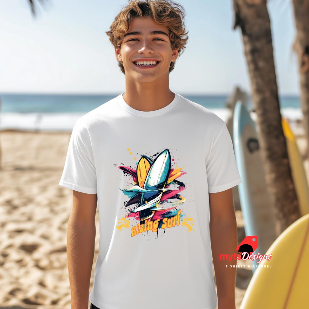 Rising Surf T-shirt Rising Surf Summer T-Shirt, Vintage Surfing Tee, Retro Beach Shirt, Ocean Wave Graphic Tee, Surf Style Unisex T-Shirt,