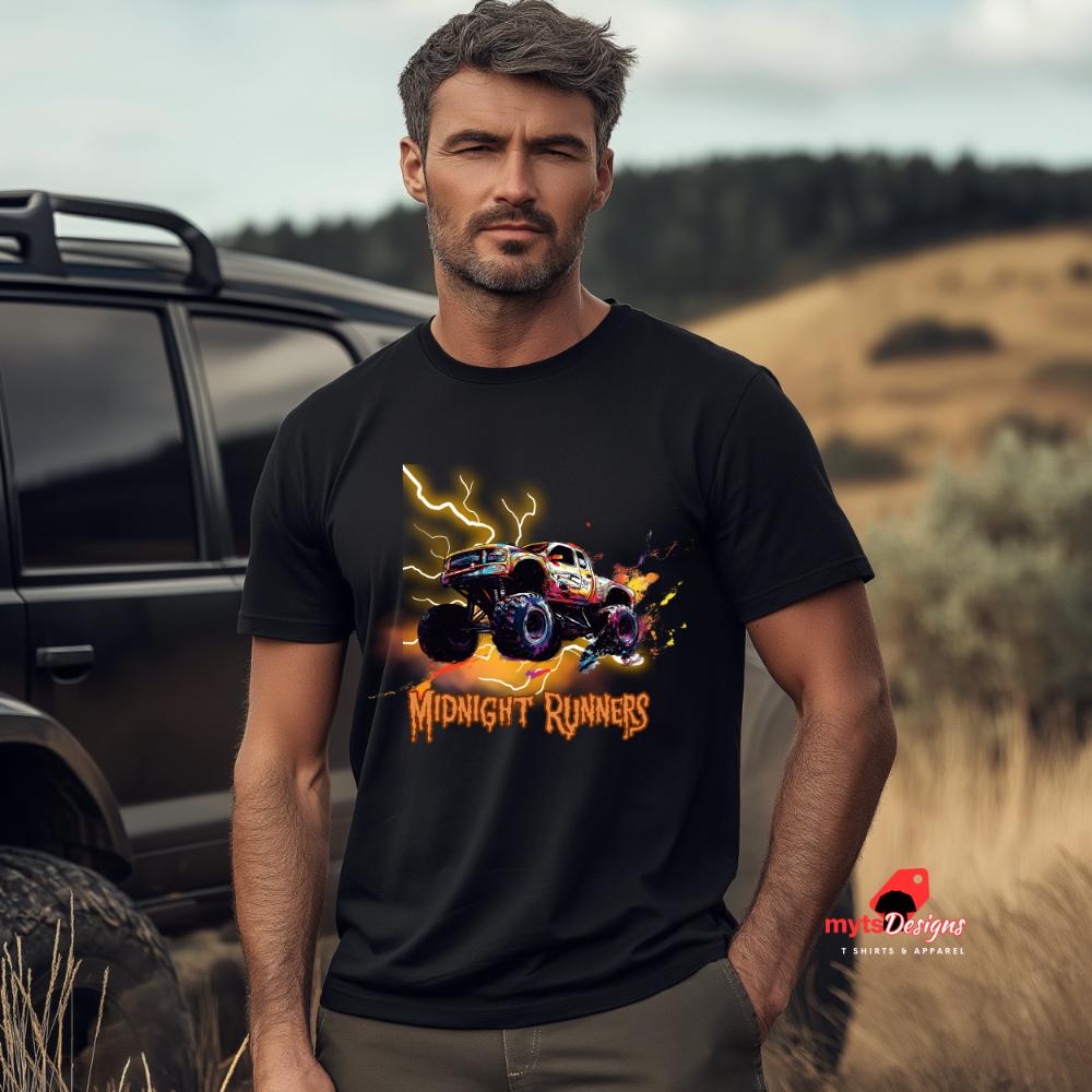 Midnight Runners Black T-Shirt, Off-Road Enthusiast Apparel, Adventure Lover Tee, 4x4 Mudding Gear, Off-Road Racing Shirt