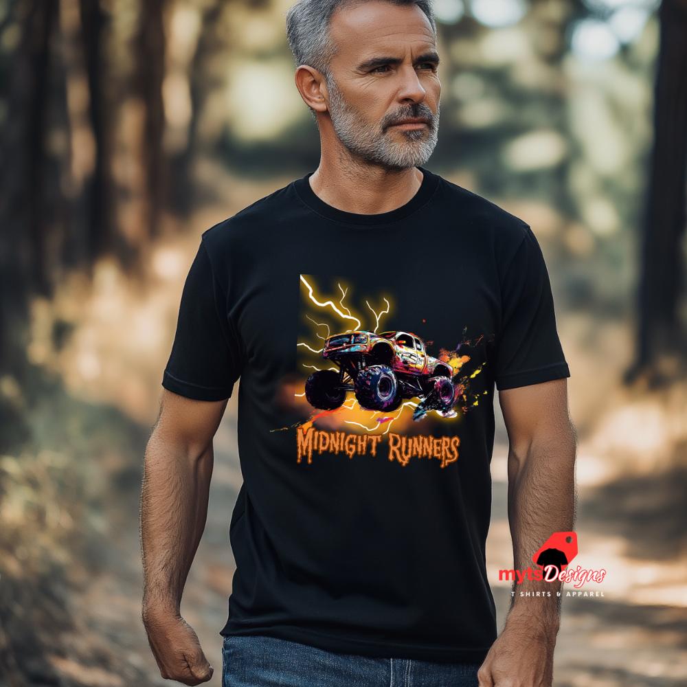 Midnight Runners Black T-Shirt, Off-Road Enthusiast Apparel, Adventure Lover Tee, 4x4 Mudding Gear, Off-Road Racing Shirt