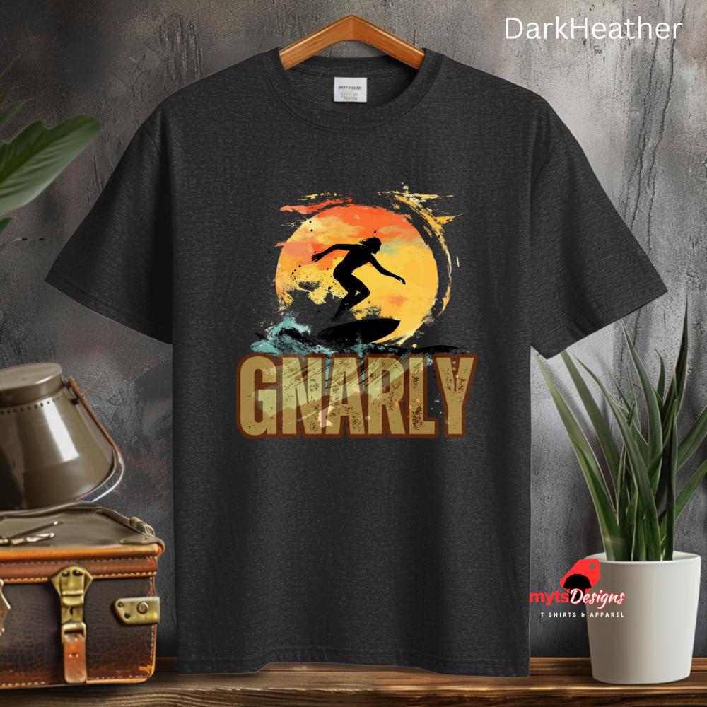 Gnarly Surf T-shirt, Surf T-Shirt,Sun & Silhouette Surfers, Beach Surf Apparel