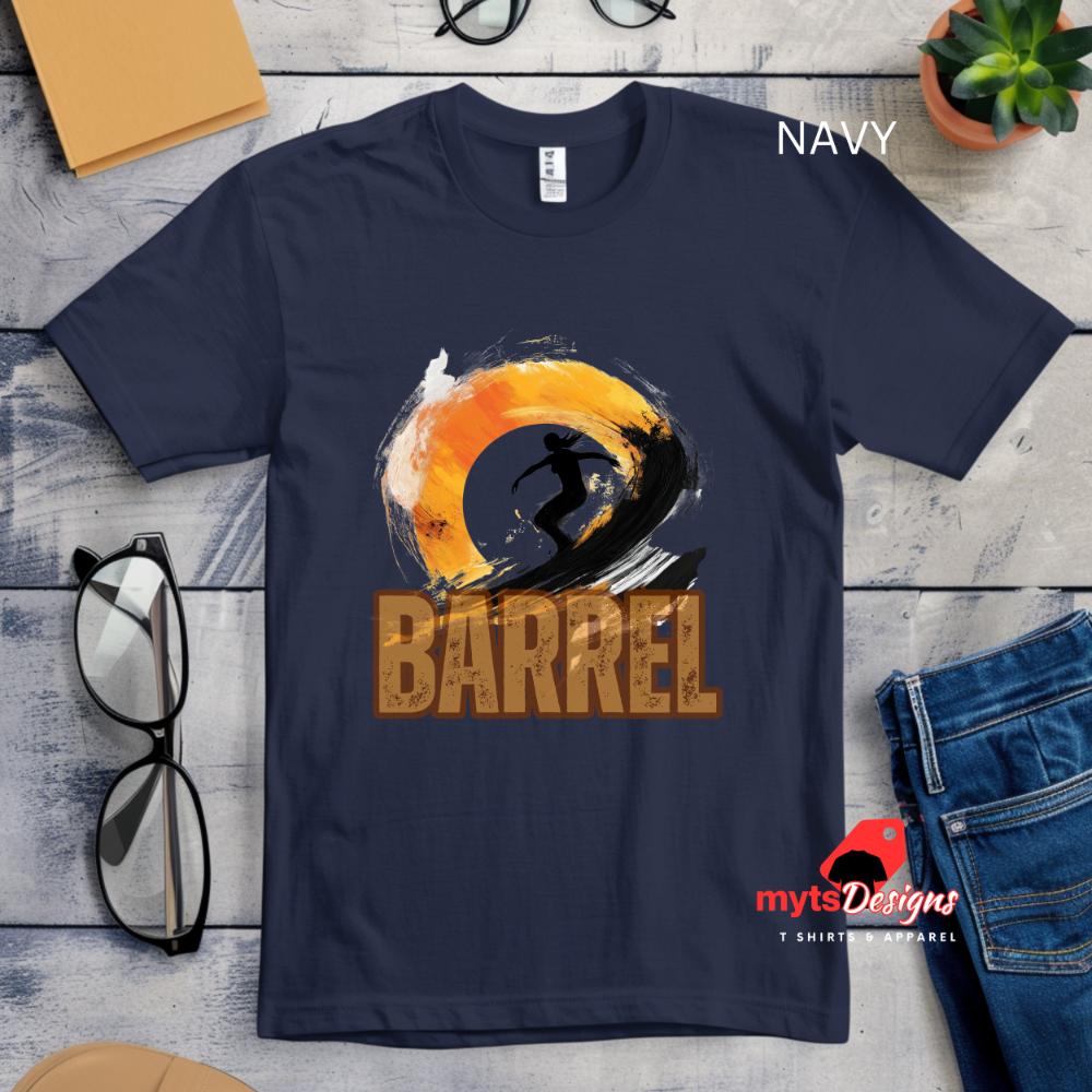 Barrel Surf T-Shirt - Unisex Beach Wear with Surfer Silhouette Design