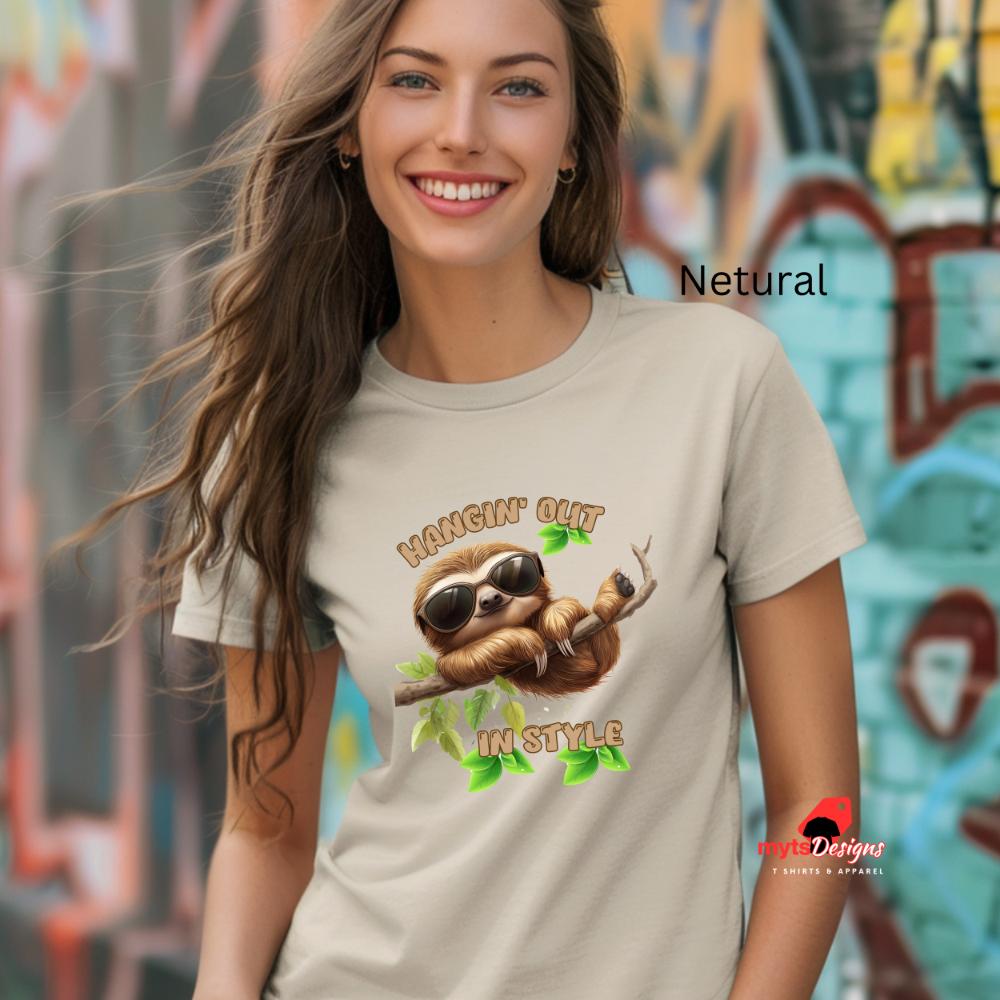 Sloth T-shirt Funny Lazy Sloth T-shirt, Cute Sloth Graphic Tee, Relaxed Vibes Gift, Unisex Casual Sloth Shirt